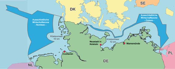 Zuständigkeitsbereich auf Nord- und Ostsee